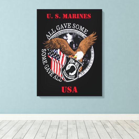 Patriottic U.S. Marines Army Canvas Print (Insitu (Houten vloer))