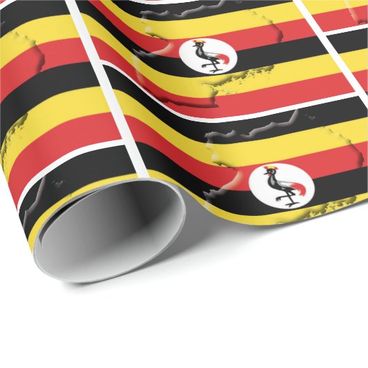 Patriottic UGANDA FLAG MAP Cadeaupapier (Rol Hoek)