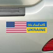 Patriottic Ukraine American Flag Bumpersticker (Op auto)