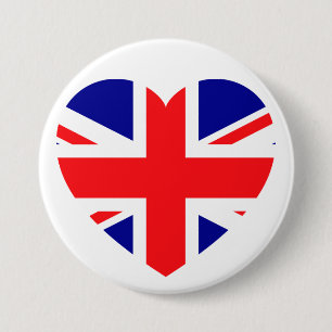 Patriottic Union Jack Love Heart Red White Ronde Button 7,6 Cm