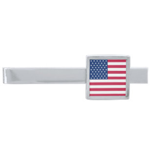 Patriottic USA American Flag Brass Stropdas Bar Cl Verzilverde Dasspeld