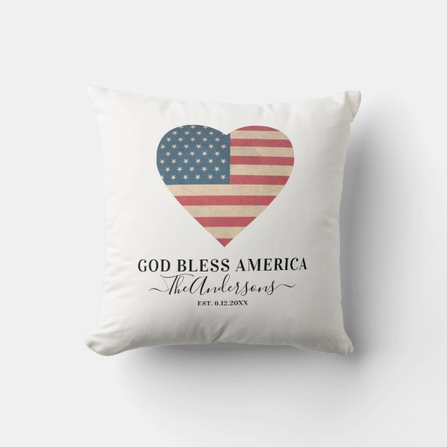 Patriottic USA American Flag Heart Kussen (Voorkant)