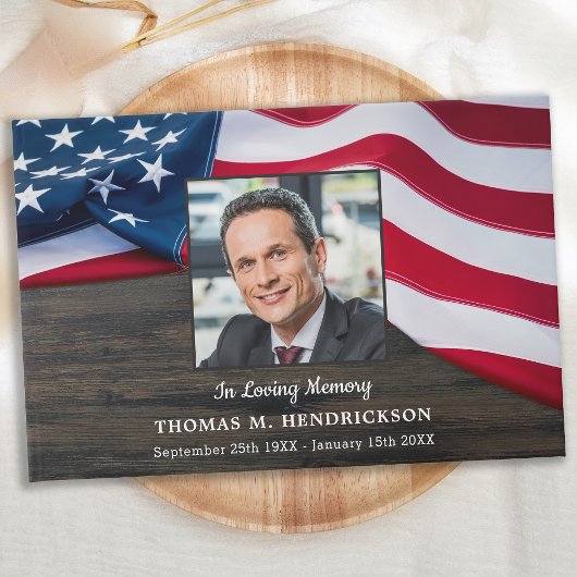 Patriottic USA American Flag Memorial Funeral Gastenboek