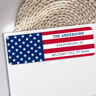 Patriottic USA American Flag Return Address Etiket