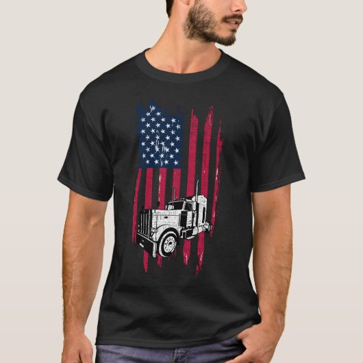 Patriottic USA American Trucker Truck Driver Shirt (Voorkant)