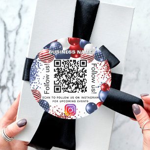 Patriottic USA business qr code instagram Ronde Sticker