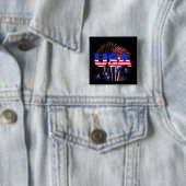 Patriottic USA Fireworks Vierkante Button 5,1 Cm (In situ)