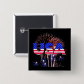 Patriottic USA Fireworks Vierkante Button 5,1 Cm (Voorkant /achterkant)