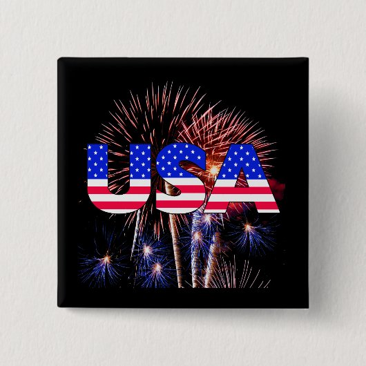Patriottic USA Fireworks Vierkante Button 5,1 Cm (Voorkant)
