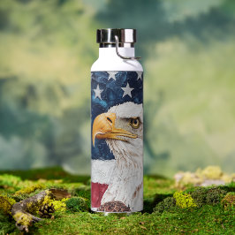 Patriottic USA Flag Bald Eagle Waterfles