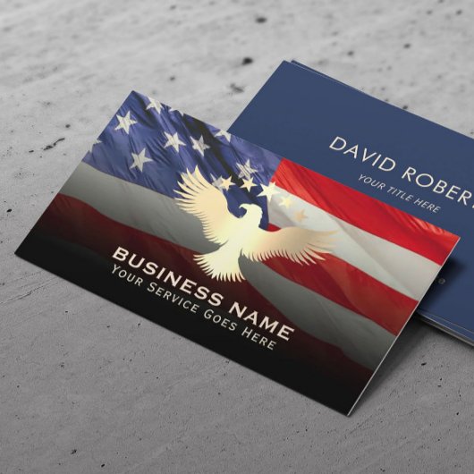 Patriottic USA Flag Gold Eagle Visitekaartje