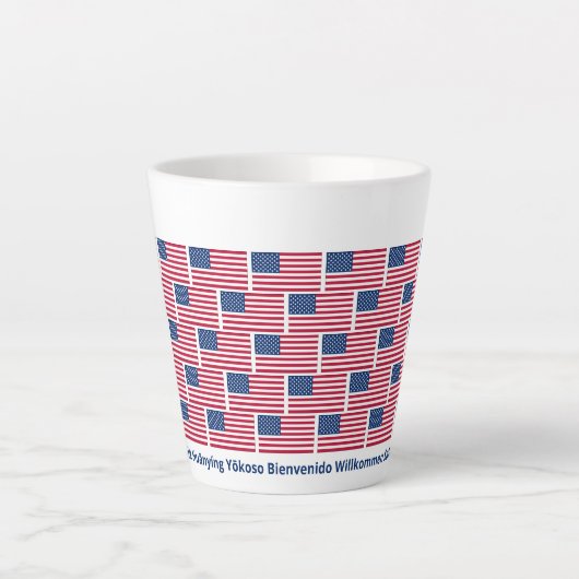 Patriottic USA Flag Hospitality Latte Mok (Voorkant)