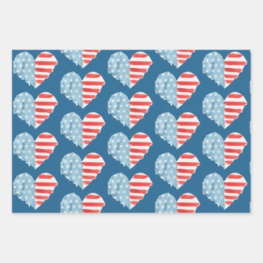 Patriottic USA Flag Red White Blue American Inpakpapier Vel (Voorkant 2)