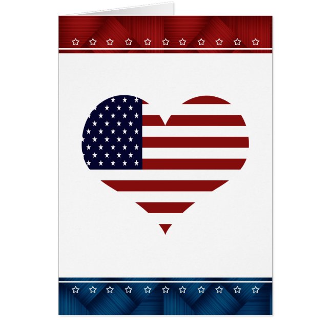 Patriottic USA Heart Blank Card (Voorkant)