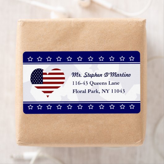 Patriottic USA Heart Flag Custom Shipping Label (Insitu)