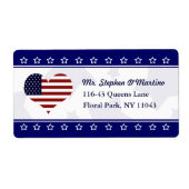 Patriottic USA Heart Flag Custom Shipping Label (Voorkant)
