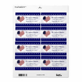 Patriottic USA Heart Flag Custom Shipping Label (Full Sheet)
