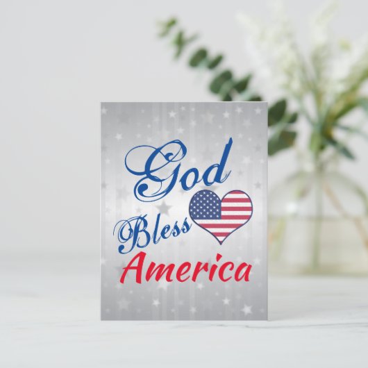 Patriottic USA Heart God Bless America Briefkaart (Staand voorkant)