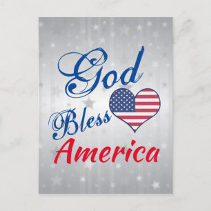 Patriottic USA Heart God Bless America Briefkaart