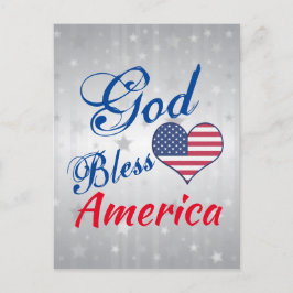Patriottic USA Heart God Bless America Briefkaart