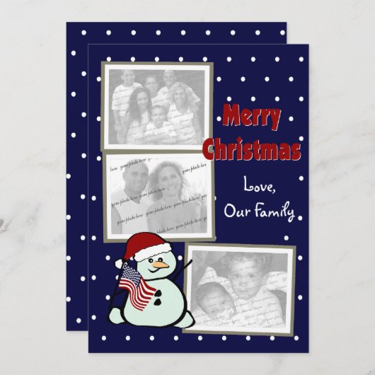 Patriottic USA Kerstmis Feestdagenkaart (Voorkant / Achterkant)