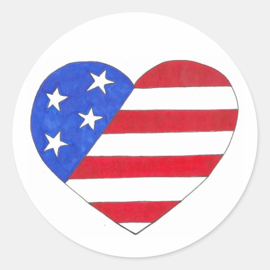 Patriottic USA op 4 juli Amerikaanse vlag Heart Lo Ronde Sticker (Voorkant)
