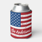 Patriottic USA Persoonlijke naam Amerikaanse vlag Blikjeskoeler (Blikje Voorkant)