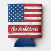 Patriottic USA Persoonlijke naam Amerikaanse vlag Blikjeskoeler (Voorkant)