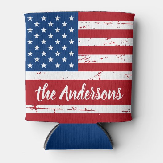 Patriottic USA Persoonlijke naam Amerikaanse vlag Blikjeskoeler (Voorkant)