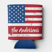 Patriottic USA Persoonlijke naam Amerikaanse vlag Blikjeskoeler (Achterkant)