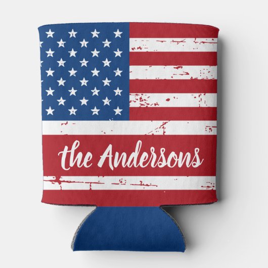 Patriottic USA Persoonlijke naam Amerikaanse vlag Blikjeskoeler (Achterkant)