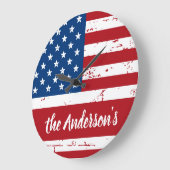 Patriottic USA Persoonlijke naam Amerikaanse vlag Grote Klok (Hoek)