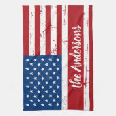 Patriottic USA Persoonlijke naam Amerikaanse vlag Theedoek (Verticaal)