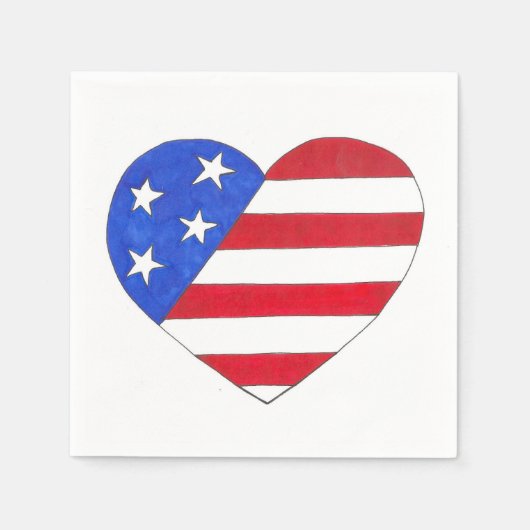 Patriottic USA Stars Stripes Heart American Flag Servetten (Voorkant)
