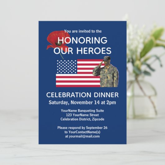Patriottic USA Veterans Dinner Kaart (Staand voorkant)