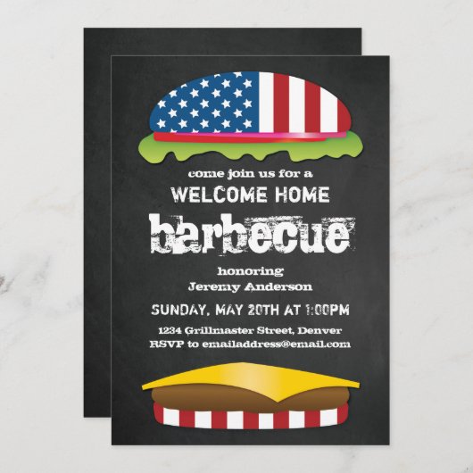 Patriottic Welcome Home BBQ Kaart (Voorkant / Achterkant)