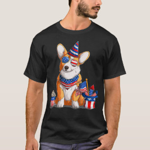 Patriottic Welsh Corgi Dog Pup 4 juli T-shirt