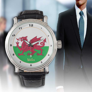 Patriottic Welsh Flag, Wales mode/design Horloge