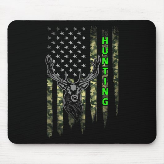 Patriottic Whitetail Buck Deer Hunting American Ca Muismat (Voorkant)