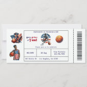 Patriotticket voor basketbal verjaardagsfeestje US Kaart (Voorkant)