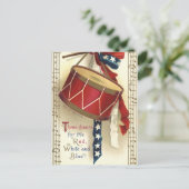  patriotticum, drums met muzieknotities feestdagenkaart (Staand voorkant)