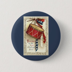  patriotticum, drums met muzieknotities ronde button 5,7 cm
