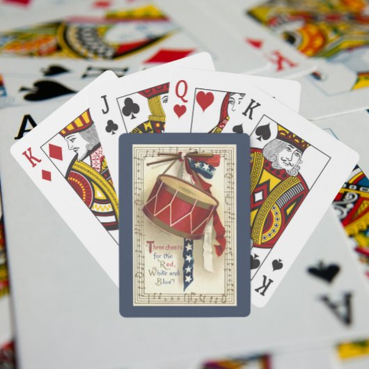  patriotticum, drums met muzieknotities speelkaarten