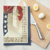  patriotticum, drums met muzieknotities theedoek (Quarter Fold)