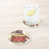 patriotticum, drums met muzieknotities zandsteen onderzetter (Zijkant)