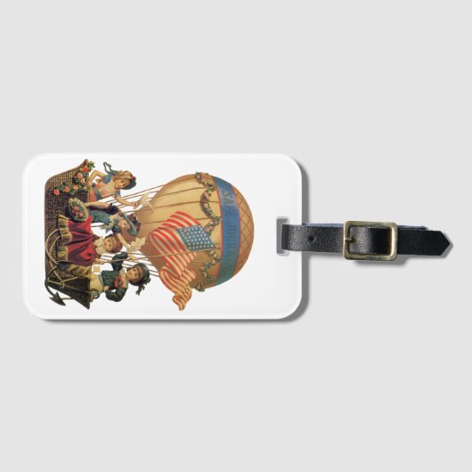  patriotticum, kinderen in een luchtballon bagagelabel (Voorkant (horizontaal))