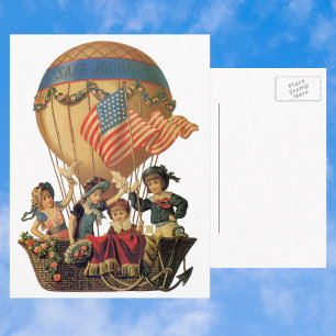 patriotticum, kinderen in een luchtballon briefkaart