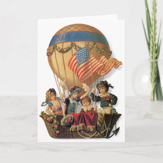  patriotticum, kinderen in een luchtballon kaart (Voorkant)