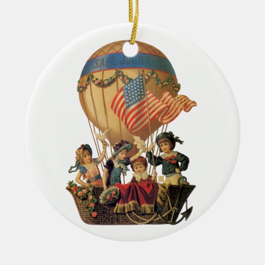 patriotticum, kinderen in een luchtballon keramisch ornament (Voorkant)
