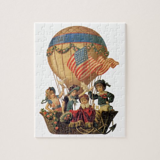  patriotticum, kinderen in een luchtballon legpuzzel (Verticaal)